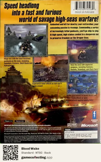 Blood Wake Xbox, NTSC box back