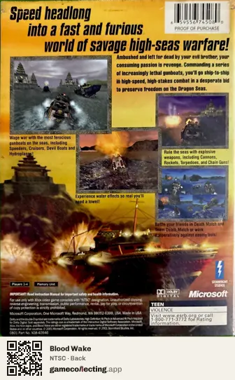 Blood Wake Xbox, NTSC box back