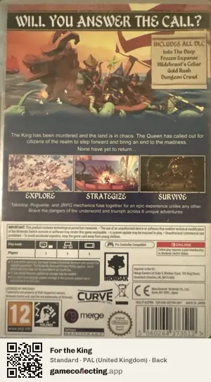 For the King Nintendo Switch, United Kingdom box back
