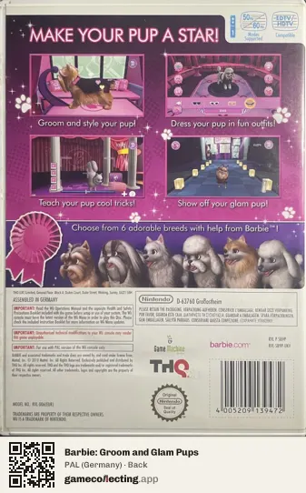 Barbie: Groom and Glam Pups Nintendo Wii, Germany box back