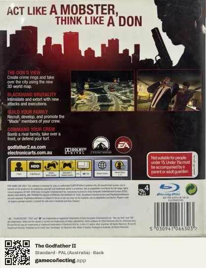 The Godfather II PlayStation 3, Australia box back