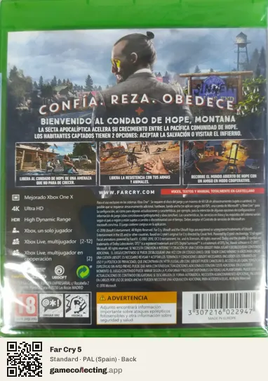 Far Cry 5 Xbox One, Spain box back