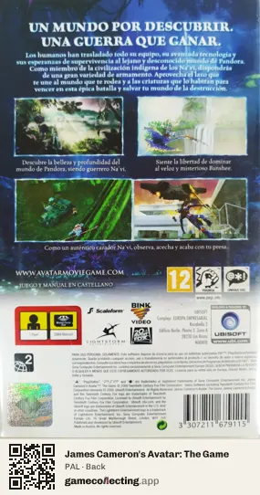 James Cameron's Avatar: The Game PlayStation Portable, PAL box back