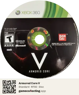 Armored Core V Xbox 360, NTSC disc