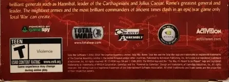 Rome: Total War, the Australian classification mark on its front