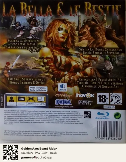 Golden Axe: Beast Rider PlayStation 3, Italy box back