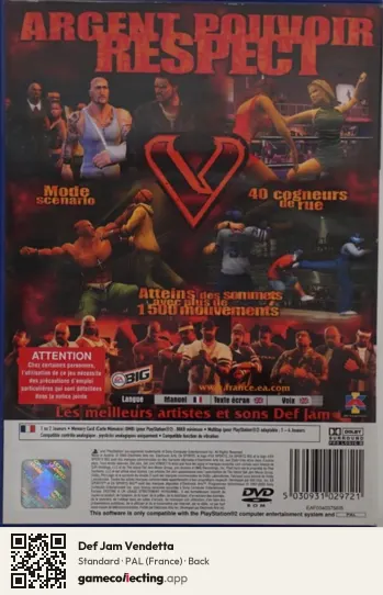 Def Jam Vendetta PlayStation 2, France box back