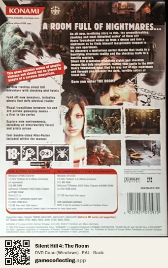 Silent Hill 4: The Room Computer, PAL box back