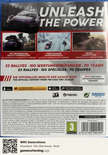 WRC Generations PlayStation 5, Germany box back