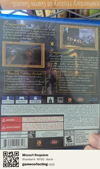 Mozart Requiem PlayStation 4, NTSC box back