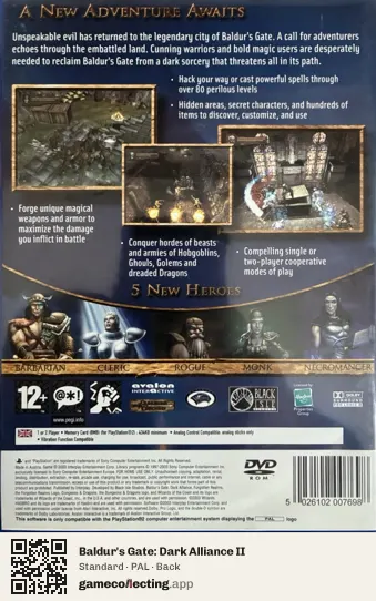 Baldur's Gate: Dark Alliance II PlayStation 2, PAL box back