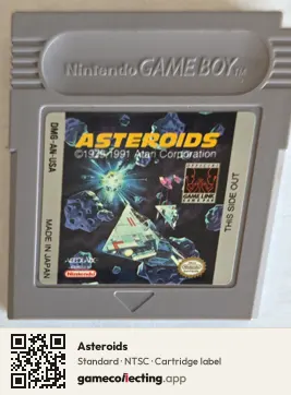 Asteroids Game Boy, NTSC cartridge label