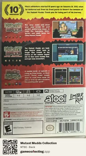 Mutant Mudds Collection Nintendo Switch, NTSC box back
