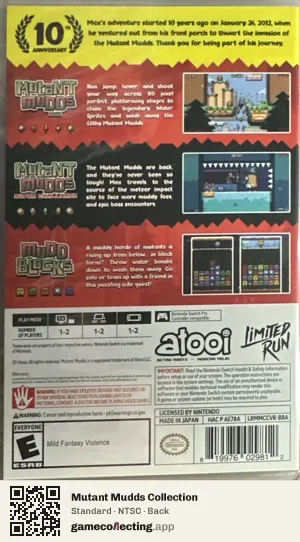 Mutant Mudds Collection Nintendo Switch, NTSC box back