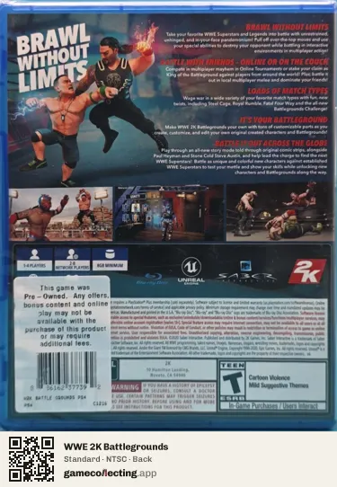 WWE 2K Battlegrounds PlayStation 4, NTSC box back