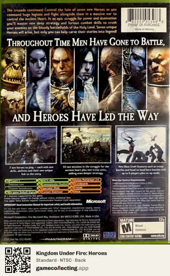 Kingdom Under Fire: Heroes Xbox, NTSC box back