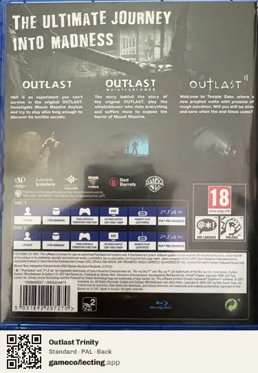 Outlast Trinity PlayStation 4, PAL box back