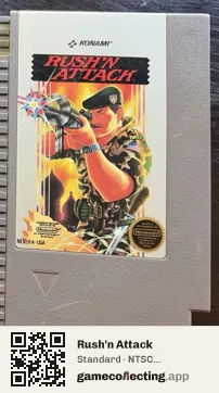 Rush'n Attack Nintendo Entertainment System, NTSC cartridge label