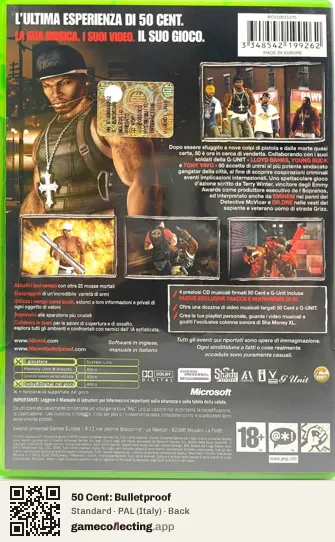50 Cent: Bulletproof Xbox, Italy box back