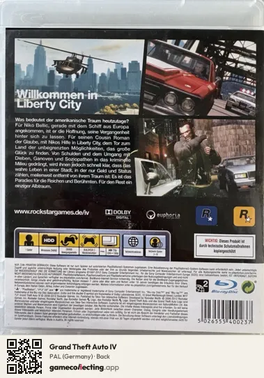 Grand Theft Auto IV PlayStation 3, Germany box back