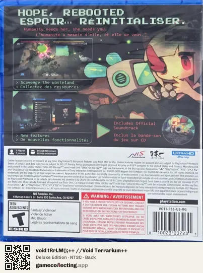 void tRrLM();++ //Void Terrarium++ PlayStation 5, NTSC box back