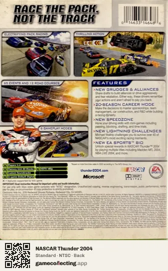 NASCAR Thunder 2004 Xbox, NTSC box back