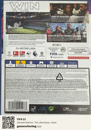 FIFA 21 PlayStation 4, Germany box back