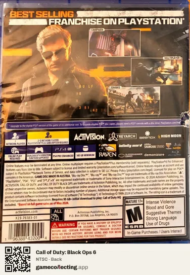 Call of Duty: Black Ops 6 PlayStation 4, NTSC box back