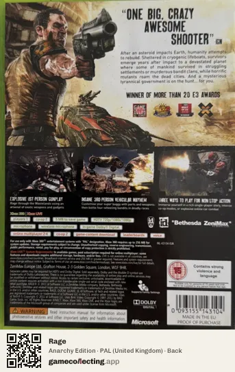 Rage Xbox 360, United Kingdom box back