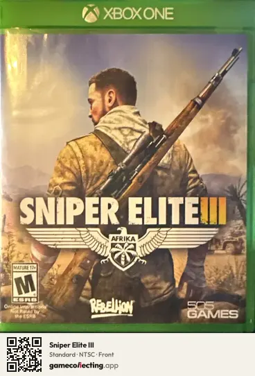 Sniper Elite III Xbox One, NTSC box front