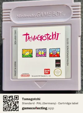 Tamagotchi Game Boy, PAL cartridge label