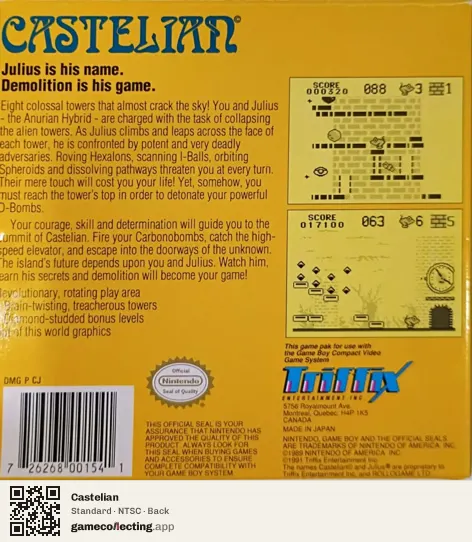 Castelian Game Boy, NTSC box back