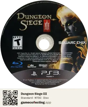 Dungeon Siege III PlayStation 3, NTSC disc