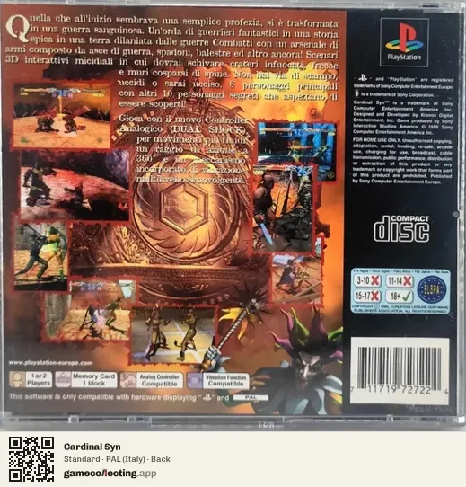 Cardinal Syn PlayStation, Italy box back