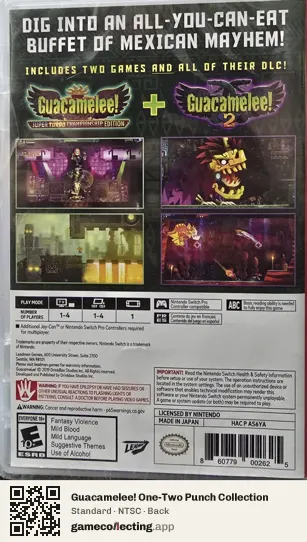 Guacamelee! One-Two Punch Collection Nintendo Switch, NTSC box back