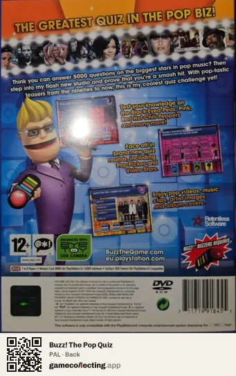 Buzz! The Pop Quiz PlayStation 2, PAL box back