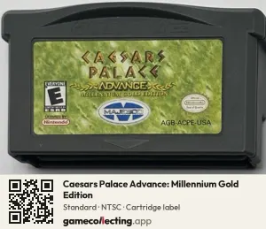 Caesars Palace Advance: Millennium Gold Edition Game Boy Advance, NTSC cartridge label