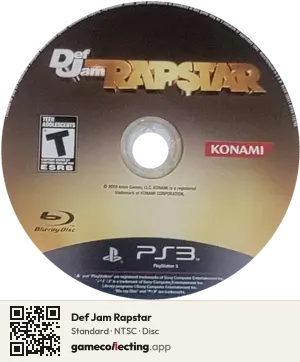 Def Jam Rapstar PlayStation 3, NTSC disc