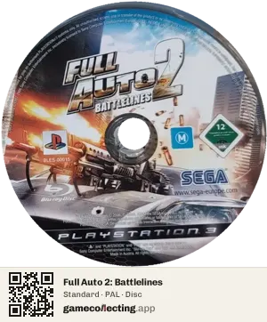 Full Auto 2: Battlelines PlayStation 3, PAL disc