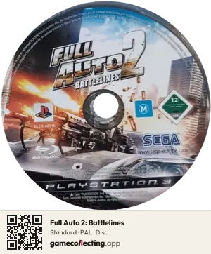 Full Auto 2: Battlelines PlayStation 3, PAL disc