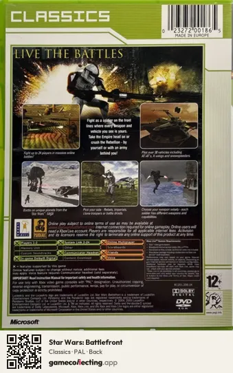 Star Wars: Battlefront Xbox, PAL box back