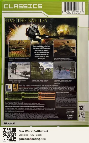 Star Wars: Battlefront Xbox, PAL box back