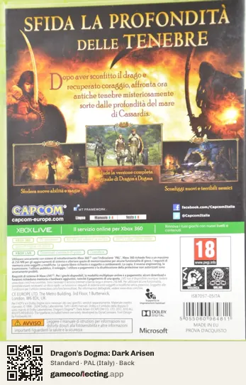 Dragon's Dogma: Dark Arisen Xbox 360, Italy box back