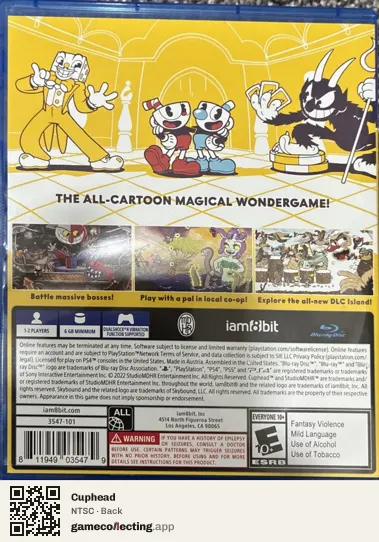 Cuphead PlayStation 4, NTSC box back