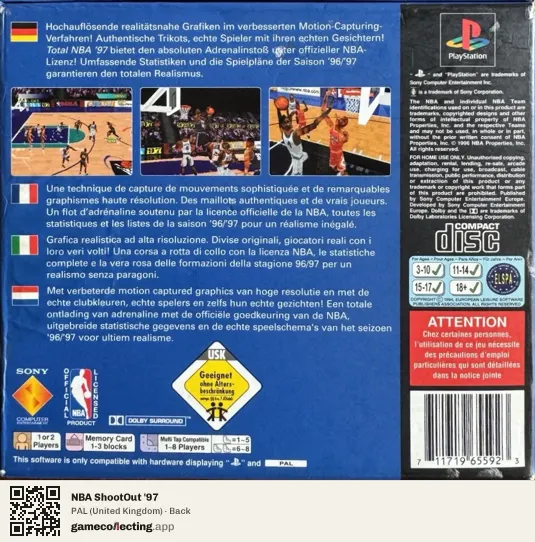 NBA ShootOut '97 PlayStation, United Kingdom box back