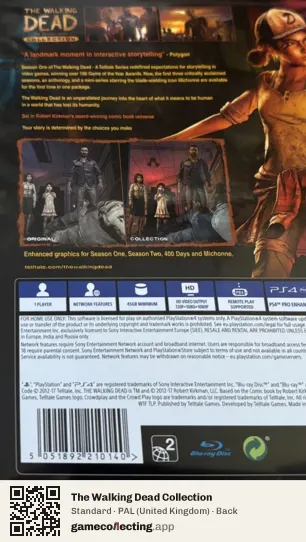 The Walking Dead Collection PlayStation 4, United Kingdom box back