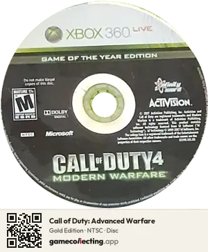 Call of Duty: Advanced Warfare Xbox 360, NTSC disc