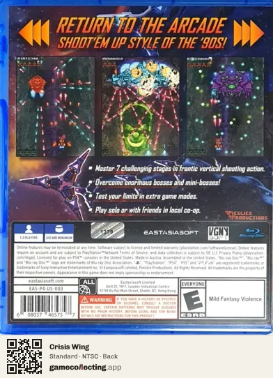 Crisis Wing PlayStation 4, NTSC box back