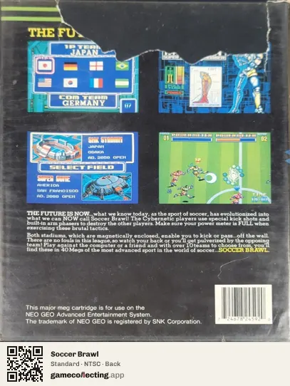Soccer Brawl Neo Geo AES, NTSC box back
