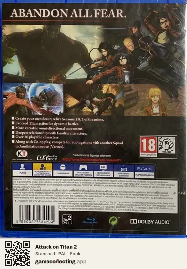 Attack on Titan 2 PlayStation 4, PAL box back